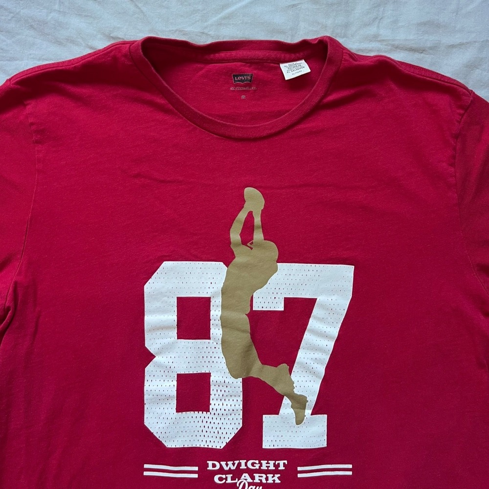 LEVI'S Dwight Clark 87 San Francisco 49ers Red T-Shirt Men's XL NFL Football